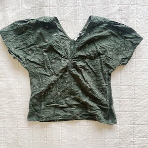 Madewell Voile Puffsleeve Blouse in Dark Forest Green